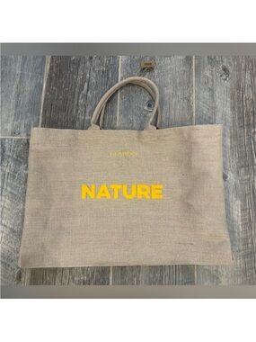 Clarins Jute Burlap Nature Tote Bag